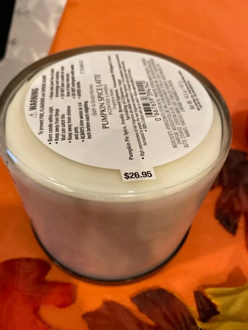“Pumpkin Spice Latte” Bath & Body Works New 3 Wick Candle